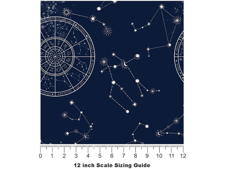 Blue Aeons Astrology Vinyl Film Pattern Size 12 inch Scale~Rwraps Blue Aeons Astrology Sizing Chart~2