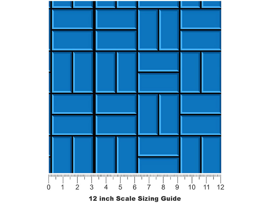 Blue  Brick Vinyl Film Pattern Size 12 inch Scale~Rwraps Blue  Brick Sizing Chart~3