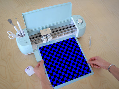 blue checkered Cricut Compatible Vinyl