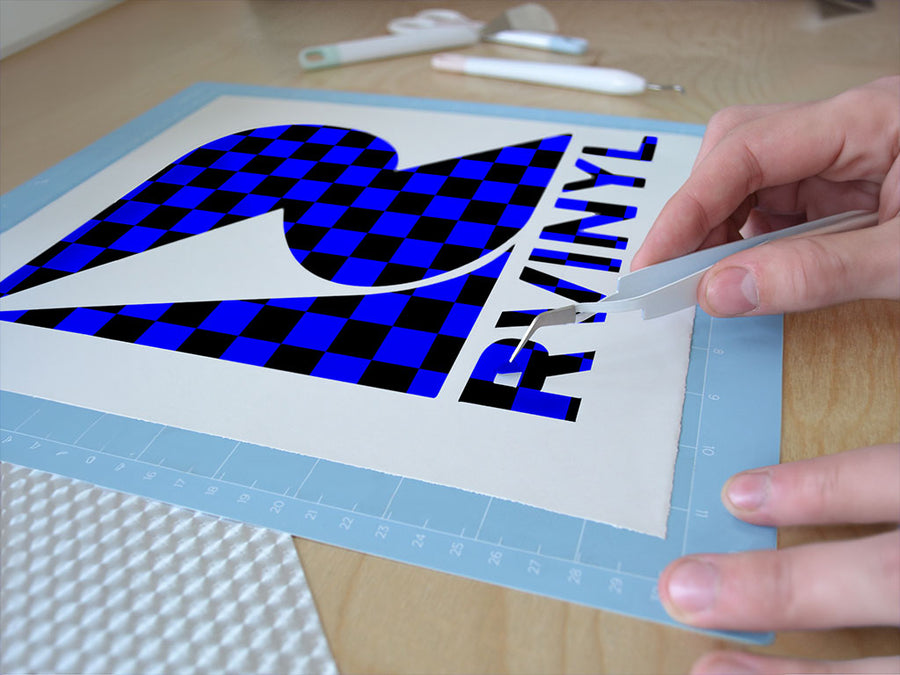 blue checkered Easy Weed Craft Vinyl