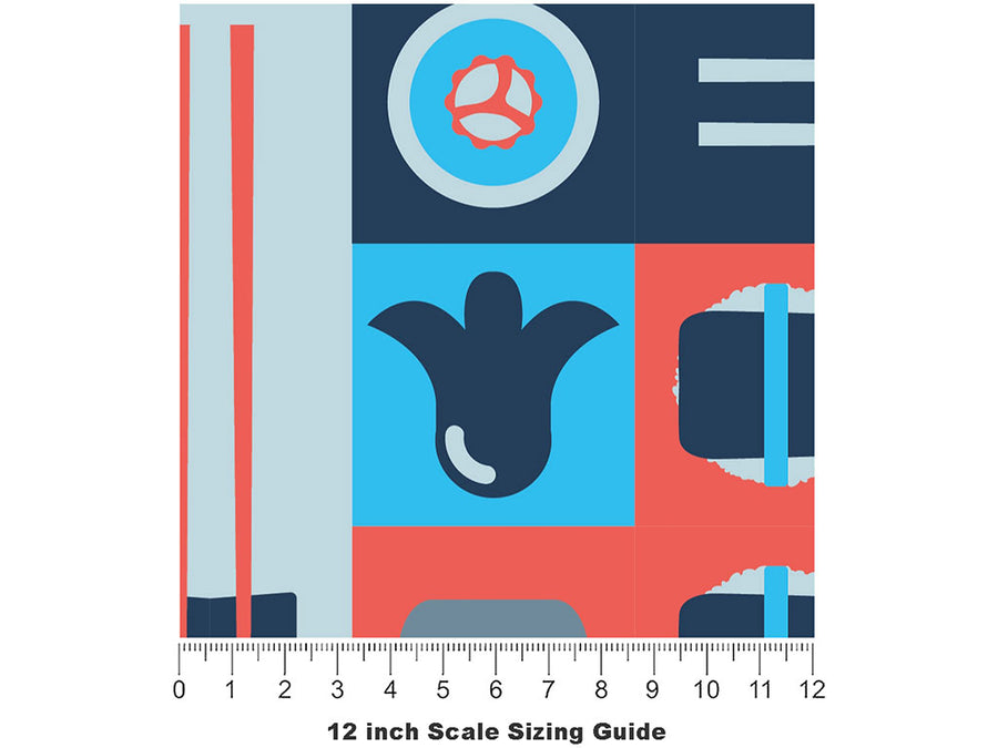 Blue Chopsticks Food Vinyl Film Pattern Size 12 inch Scale~Rwraps Blue Chopsticks Food Sizing Chart~2