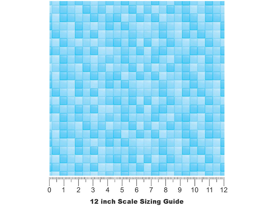 Blue Tile Vinyl Film Pattern Size 12 inch Scale~Rwraps Blue Tile Sizing Chart~3