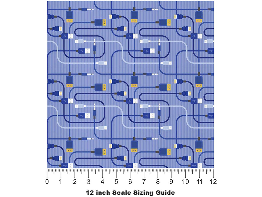 Blue Cords Technology Vinyl Film Pattern Size 12 inch Scale~Rwraps Blue Cords Technology Sizing Chart~3