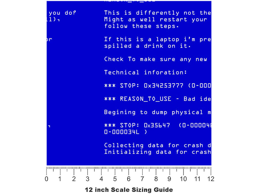 Blue Death  Technology Vinyl Film Pattern Size 12 inch Scale~Rwraps Blue Death  Technology Sizing Chart~3