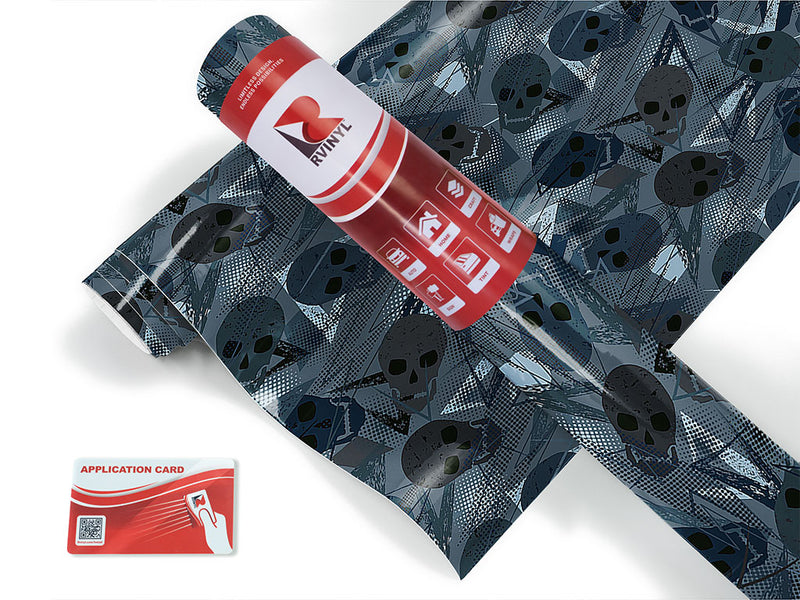 blue decomposition skull and bones Craft Vinyl Roll