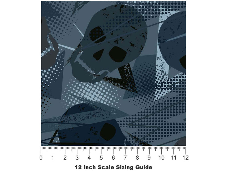Blue Decomposition Halloween Vinyl Film Pattern Size 12 inch Scale~Rwraps Blue Decomposition Halloween Sizing Chart~2