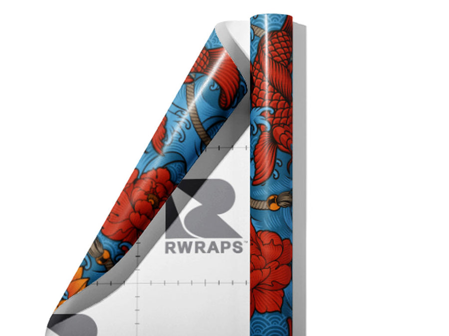 Blue Devil Asian Wrap Film Sheets~Rwraps Series 914 Blue Devil Asian Scrolled Sheet~3