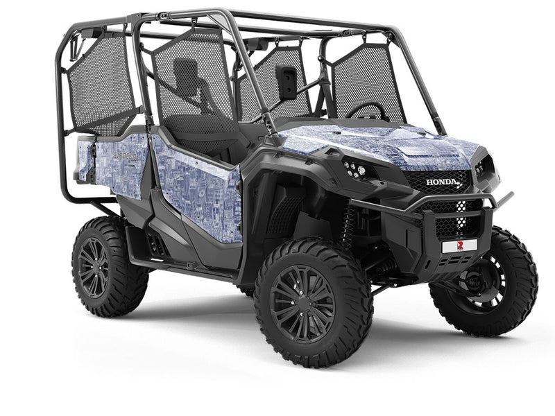 Blue Downtown Cityscape Utility Vehicle Vinyl Wrap