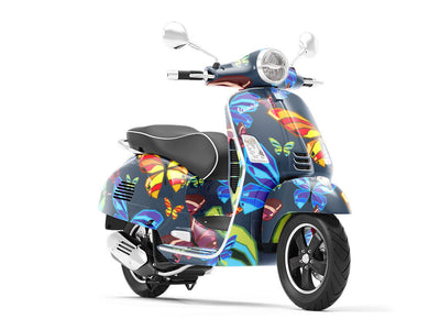 Blue Flutter Bug Vespa Scooter Wrap Film