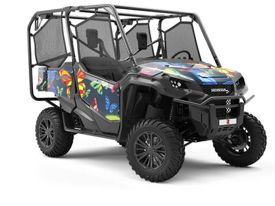 Blue Flutter Bug Utility Vehicle Vinyl Wrap