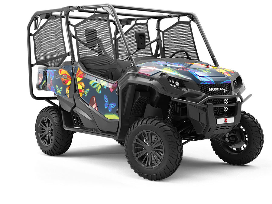 Blue Flutter Bug Utility Vehicle Vinyl Wrap