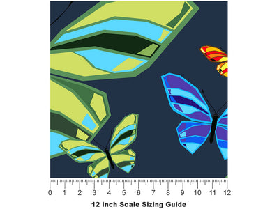 Blue Flutter Bug Vinyl Film Pattern Size 12 inch Scale~Rwraps Blue Flutter Bug Sizing Chart~2