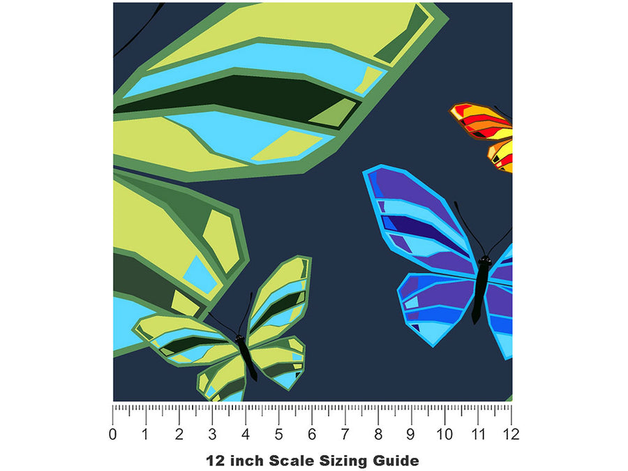 Blue Flutter Bug Vinyl Film Pattern Size 12 inch Scale~Rwraps Blue Flutter Bug Sizing Chart~2