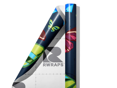 Blue Flutter Bug Wrap Film Sheets~Rwraps Series 914 Blue Flutter Bug Scrolled Sheet~3