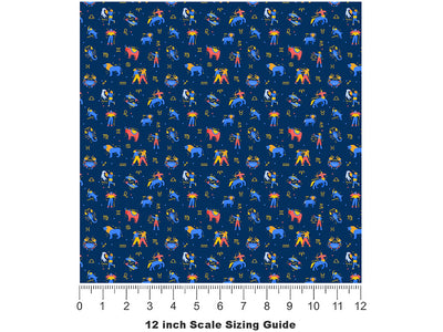 Blue Friends Astrology Vinyl Film Pattern Size 12 inch Scale~Rwraps Blue Friends Astrology Sizing Chart~2