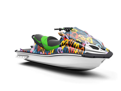 Blue Hearts Graffiti Jet Ski Vinyl Customized Wrap