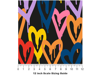 Blue Hearts Graffiti Vinyl Film Pattern Size 12 inch Scale~Rwraps Blue Hearts Graffiti Sizing Chart~3