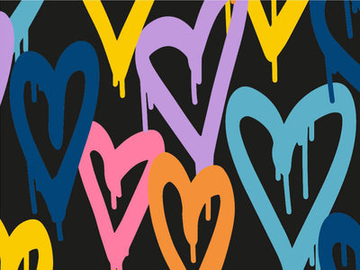 Blue Hearts Graffiti Vinyl Wrap Pattern~Rwraps Series 914 Digitally Printed Vinyl Wrap~0