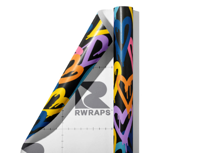 Blue Hearts Graffiti Wrap Film Sheets~Rwraps Series 914 Blue Hearts Graffiti Scrolled Sheet~4
