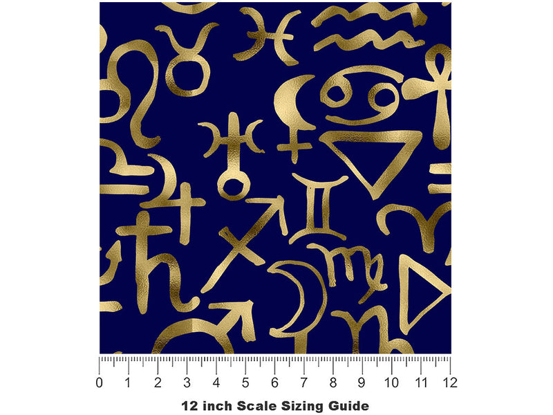 Blue Horoscopes Astrology Vinyl Film Pattern Size 12 inch Scale~Rwraps Blue Horoscopes Astrology Sizing Chart~2