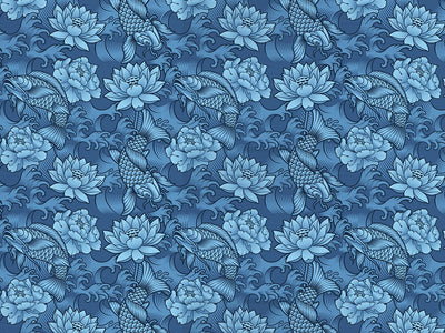 Blue Koi Marine Life Vinyl Wrap Pattern~Rwraps Series 914 Digitally Printed Vinyl Wrap~0