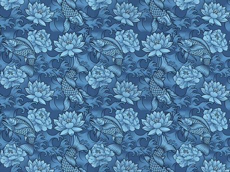 Blue Koi Marine Life Vinyl Wrap Pattern~Rwraps Series 914 Digitally Printed Vinyl Wrap~0