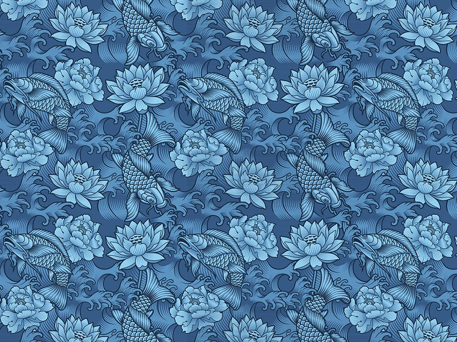 Blue Koi Marine Life Vinyl Wrap Pattern~Rwraps Series 914 Digitally Printed Vinyl Wrap~0