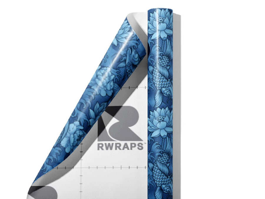 Blue Koi Marine Life Wrap Film Sheets~Rwraps Series 914 Blue Koi Marine Life Scrolled Sheet~3