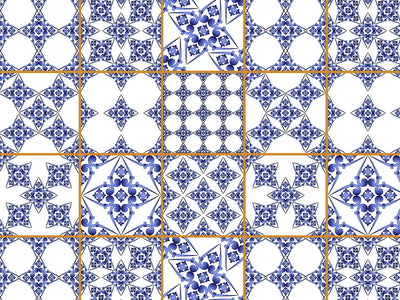 Blue Lace Tile Vinyl Wrap Pattern~Rwraps Series 914 Digitally Printed Vinyl Wrap~0