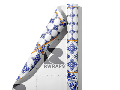 Blue Lace Tile Wrap Film Sheets~Rwraps Series 914 Blue Lace Tile Scrolled Sheet~4