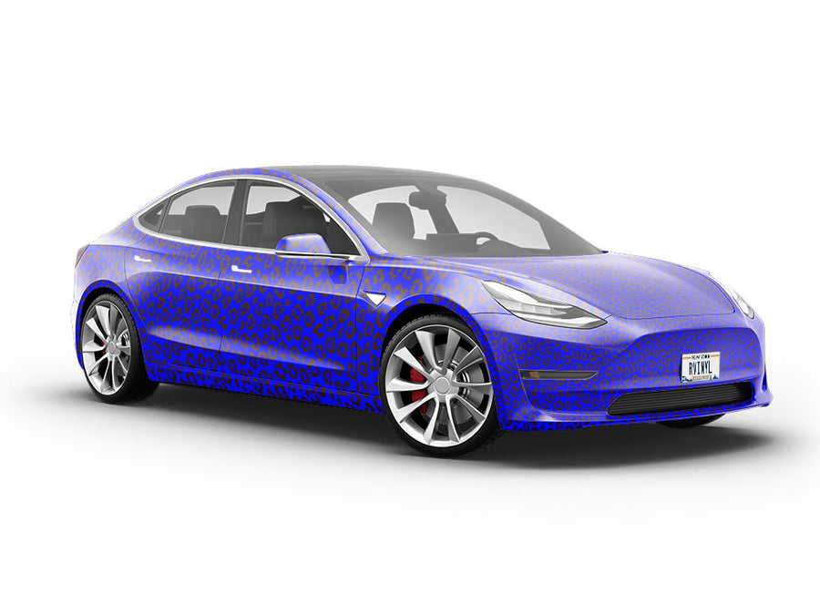 Blue Leopard Vehicle Vinyl Wrap