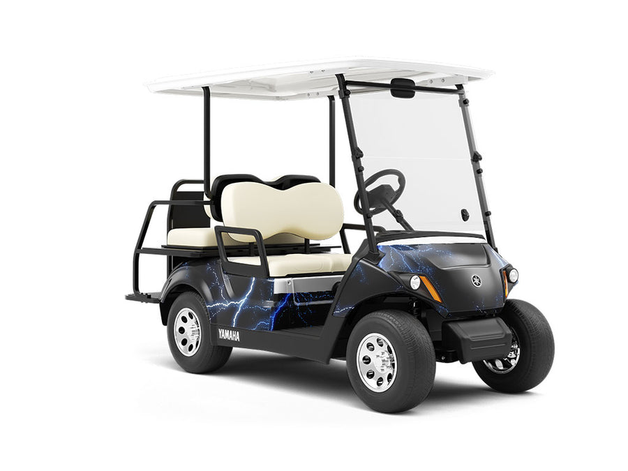 Blue Lightning Wrapped Golf Cart