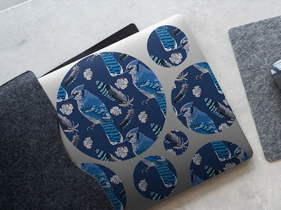 blue linework bird DIY Laptop Stickers