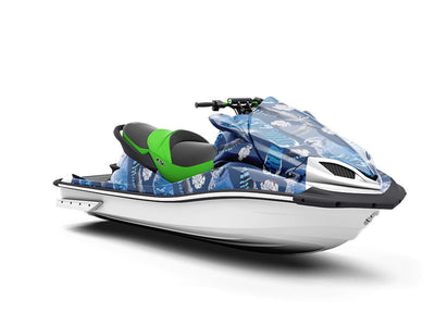 Blue Linework Birds Jet Ski Vinyl Customized Wrap