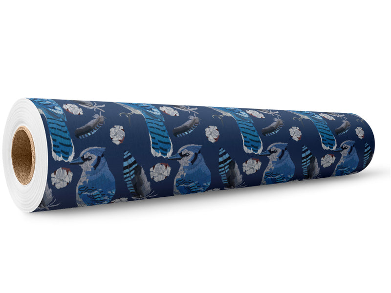 Blue Linework Birds Wrap Film Wholesale Roll~Rwraps Series 914 Digitally Printed Vinyl Roll~5