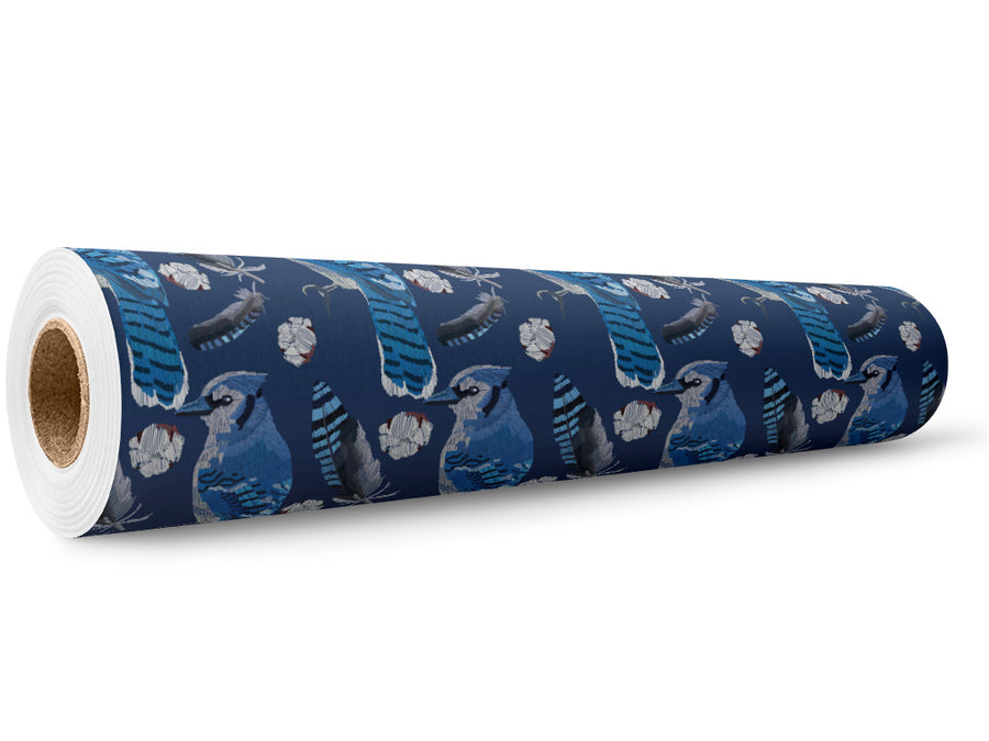 Blue Linework Birds Wrap Film Wholesale Roll~Rwraps Series 914 Digitally Printed Vinyl Roll~5