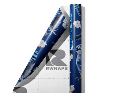 Blue Linework Birds Wrap Film Sheets~Rwraps Series 914 Blue Linework Birds Scrolled Sheet~3