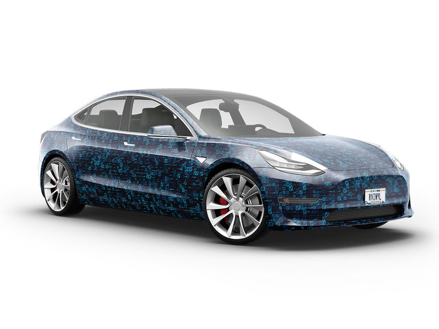 Blue Matrix Technology Vehicle Vinyl Wrap