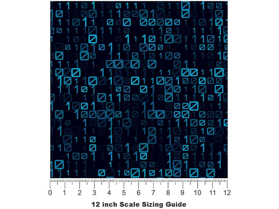 Blue Matrix Technology Vinyl Film Pattern Size 12 inch Scale~Rwraps Blue Matrix Technology Sizing Chart~3