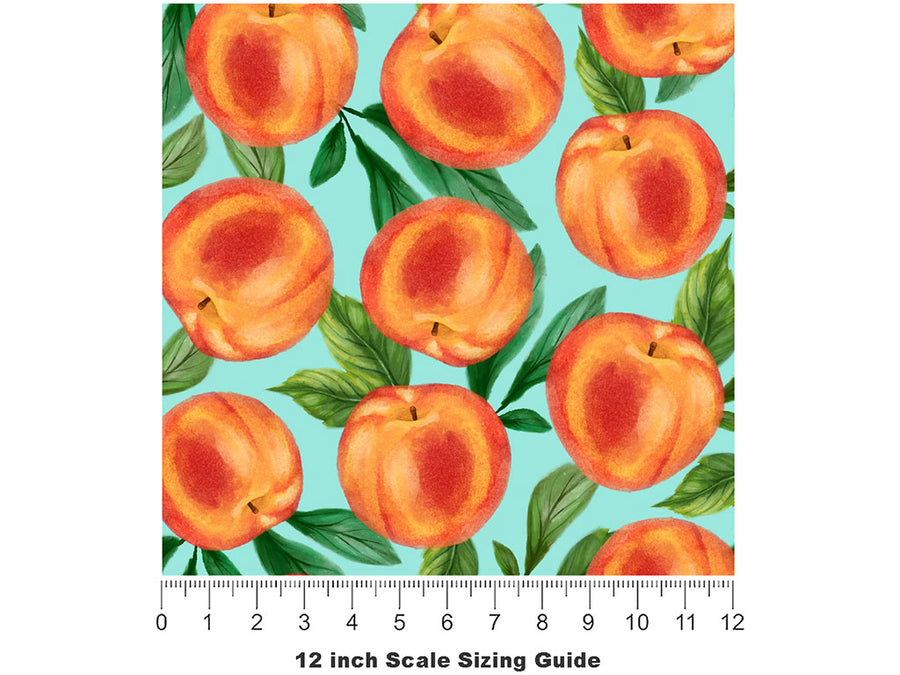 Blue Peachy Keen Fruit Vinyl Film Pattern Size 12 inch Scale~Rwraps Blue Peachy Keen Fruit Sizing Chart~2