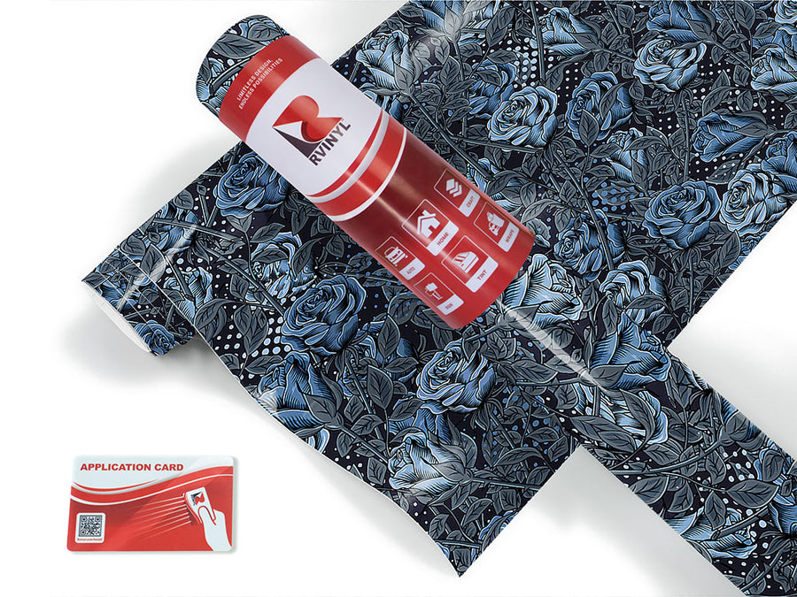 blue rose floral Craft Vinyl Roll