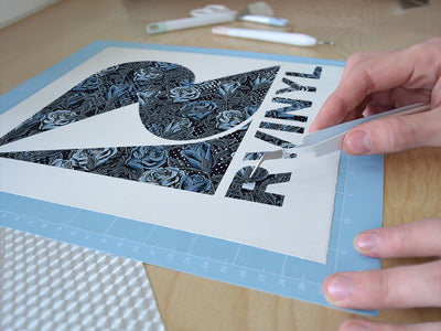 blue rose floral Easy Weed Craft Vinyl