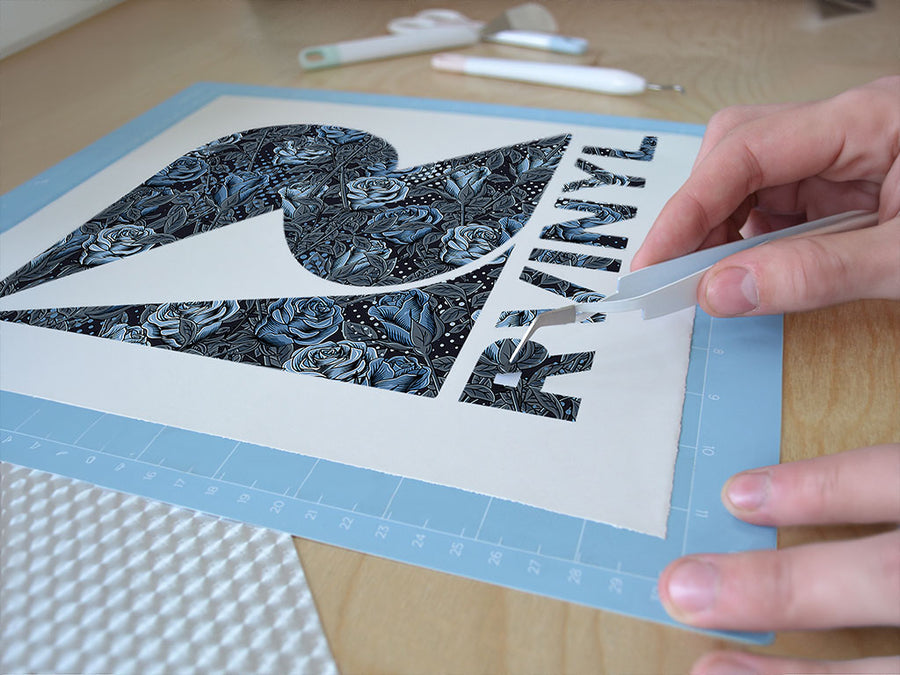 blue rose floral Easy Weed Craft Vinyl