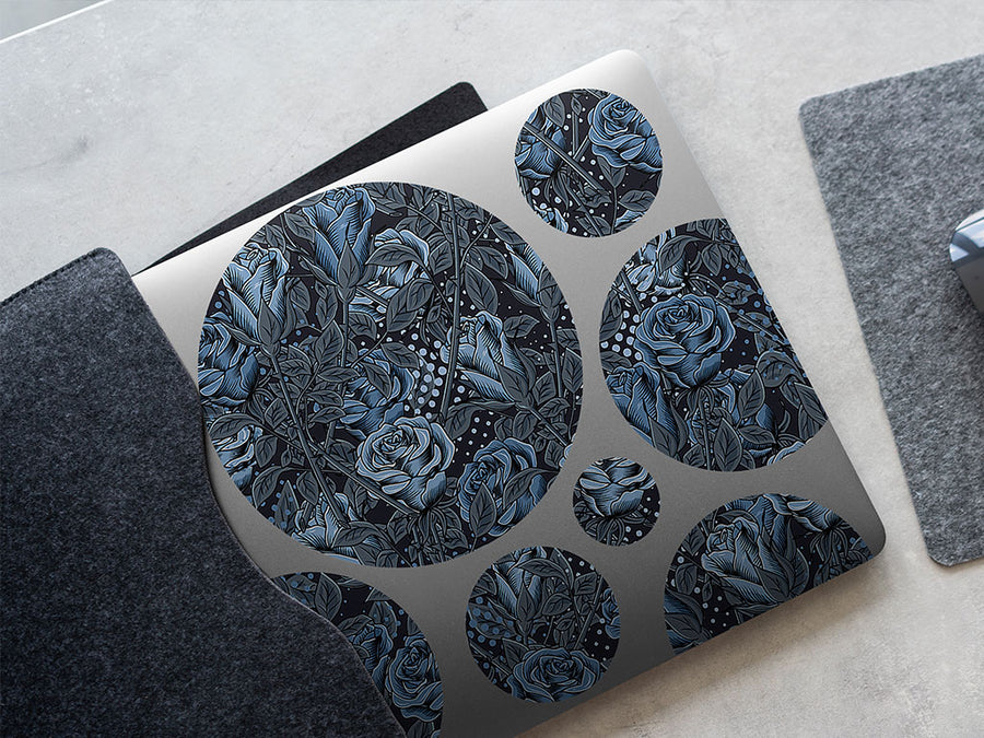 blue rose floral DIY Laptop Stickers