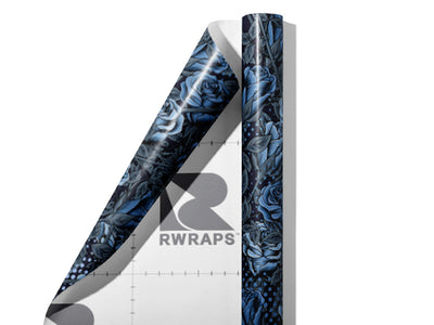 Blue Rose Floral Wrap Film Sheets~Rwraps Series 914 Blue Rose Floral Scrolled Sheet~3