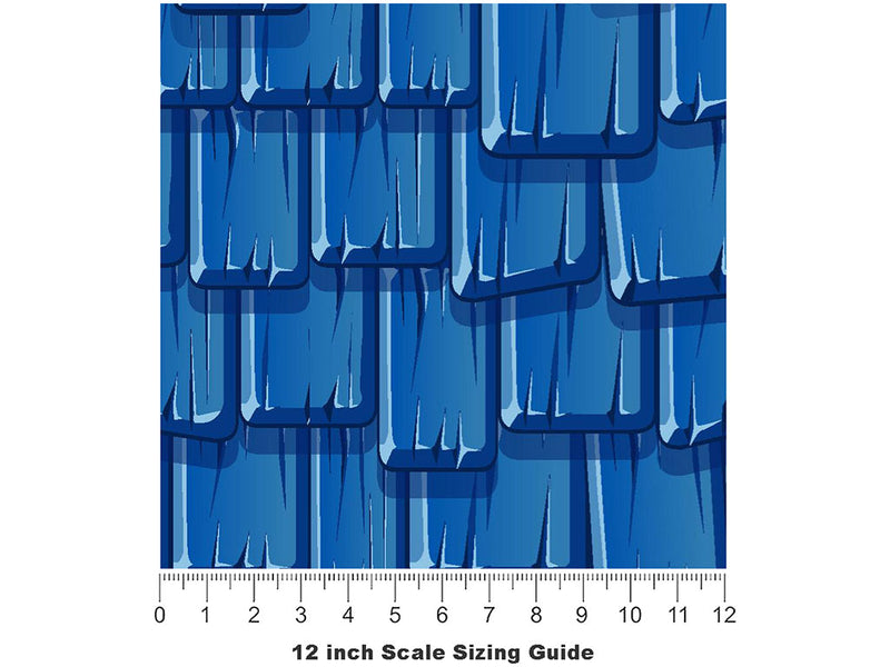 Blue Shake Tile Vinyl Film Pattern Size 12 inch Scale~Rwraps Blue Shake Tile Sizing Chart~3