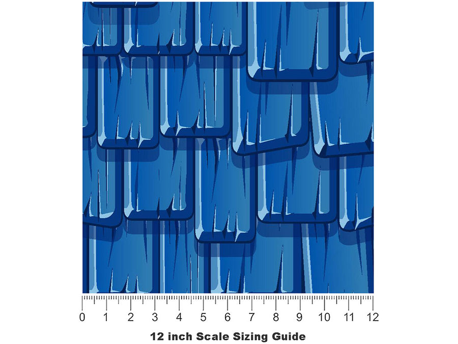 Blue Shake Tile Vinyl Film Pattern Size 12 inch Scale~Rwraps Blue Shake Tile Sizing Chart~3