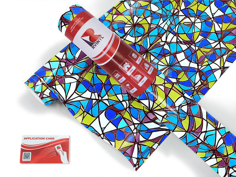 blue shards stained glass Craft Vinyl Roll