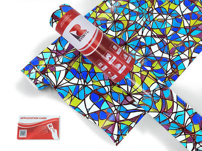 blue shards stained glass Craft Vinyl Roll