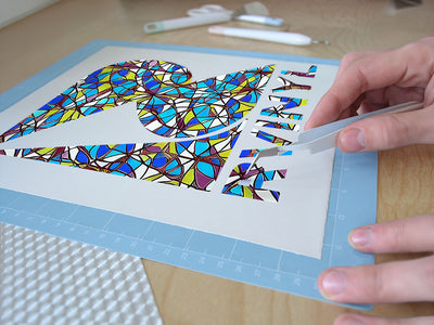 blue shards stained glass Easy Weed Craft Vinyl